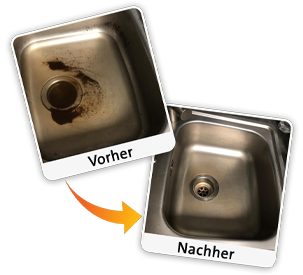 Rohrreinigung Waschbecken und Küche - Vorher und Nacher