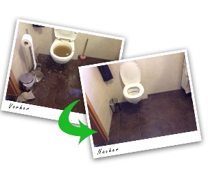 Rohrreinigung Toilette - Vorher und Nacher